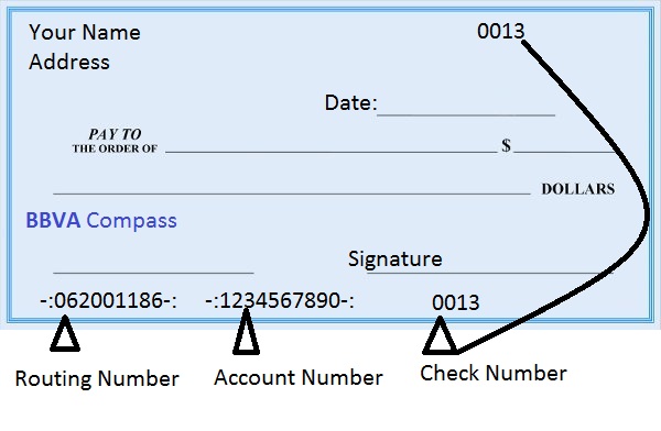 BBVA Compass Routing Number on Check