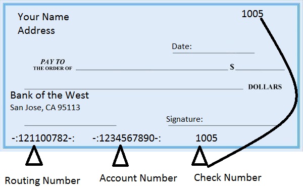 Bank of the West Routing Number on Check