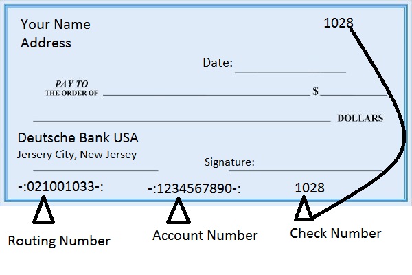 Deutsche Bank USA Routing Number on Check