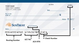 SunTrust Routing Number on Check