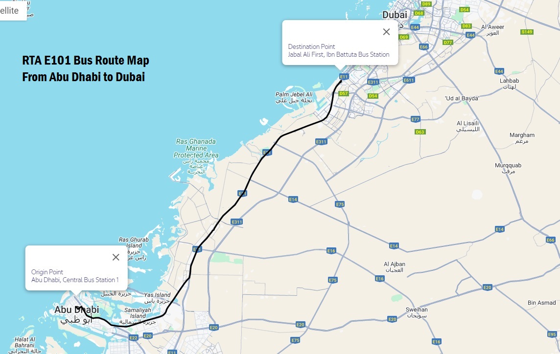 E101 Bus Timings from Abu Dhabi to Dubai - Bus Fare and Frequency